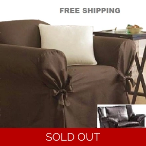 Reclining CHAIR Slipcover Ribbed Texture Chocolate Sure Fit Armchair